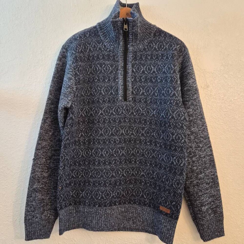 NWT Buffalo David Bitton Quarter-zip  Thick Warm Fleece-lined Blue Sweater